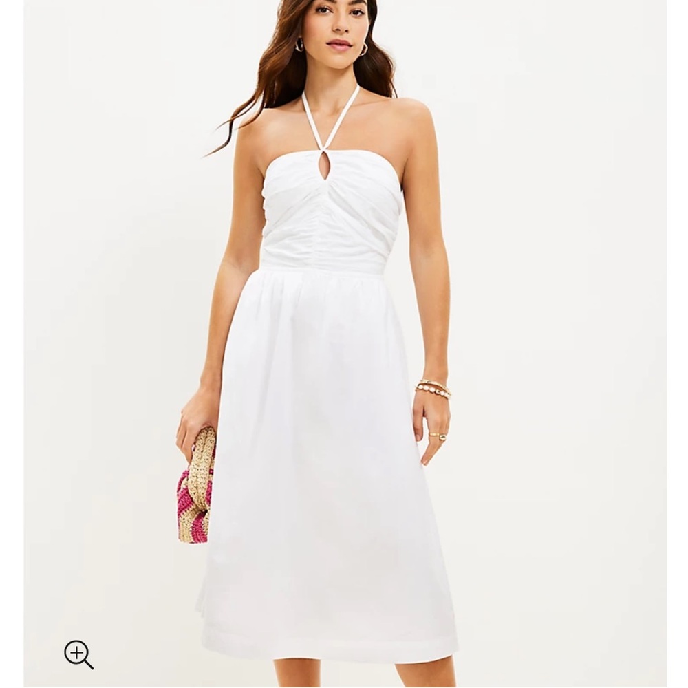NWT LOFT Keyhole Halter MIDI Dress size 6 white